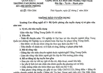 THÔNG BÁO TUYỂN DỤNG 2024
