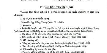THÔNG BÁO TUYỂN DỤNG 2024