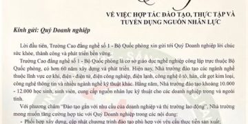 Trường Cao đẳng Nghề số 1 – Bộ Quốc phòng gửi Thư ngỏ tới doanh nghiệp